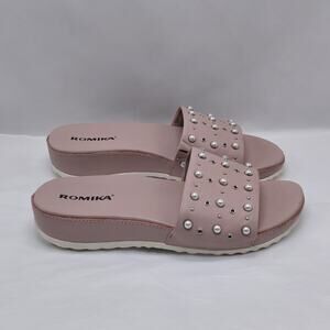 Josef Siebel Romika Forenz 07 Sandals Women's 37(6.5) Pink Embellished Slip On